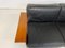 Mid-Century Modern Italian Sofa in Black Leather and Wood, 1960s 11