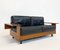 Modernes italienisches Mid-Century Sofa aus schwarzem Leder & Holz, 1960er 5