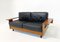 Modernes italienisches Mid-Century Sofa aus schwarzem Leder & Holz, 1960er 8