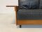 Mid-Century Modern Italian Sofa in Black Leather and Wood, 1960s, Image 15