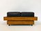 Modernes italienisches Mid-Century Sofa aus schwarzem Leder & Holz, 1960er 7