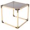 Brass & Cream Enameled Metal Square Coffee Table from Tommaso Barbi, Italy, 1970s 1