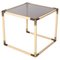 Brass & Cream Enameled Metal Square Coffee Table from Tommaso Barbi, Italy, 1970s, Image 1