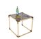Brass & Cream Enameled Metal Square Coffee Table from Tommaso Barbi, Italy, 1970s 8