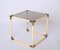 Brass & Cream Enameled Metal Square Coffee Table from Tommaso Barbi, Italy, 1970s 4