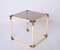 Brass & Cream Enameled Metal Square Coffee Table from Tommaso Barbi, Italy, 1970s, Image 4