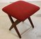 Red Armchair with Footstool, Set of 2 6
