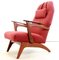 Red Armchair with Footstool, Set of 2, Image 3