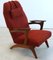 Red Armchair with Footstool, Set of 2, Image 15