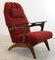 Red Armchair with Footstool, Set of 2 20