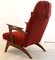 Red Armchair with Footstool, Set of 2 16