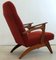 Red Armchair with Footstool, Set of 2 10