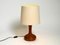 Lámpara de mesa minimalista de teca con pantalla de tela de seda salvaje original de Domus, años 80, Imagen 11