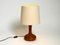 Minimalist Teak Table Lamp with Original Wild Silk Fabric Shade from Domus, 1980s, Image 11