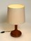 Minimalist Teak Table Lamp with Original Wild Silk Fabric Shade from Domus, 1980s 14