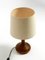 Minimalist Teak Table Lamp with Original Wild Silk Fabric Shade from Domus, 1980s 12