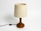 Minimalist Teak Table Lamp with Original Wild Silk Fabric Shade from Domus, 1980s 2