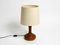 Minimalist Teak Table Lamp with Original Wild Silk Fabric Shade from Domus, 1980s, Image 2