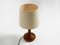 Minimalist Teak Table Lamp with Original Wild Silk Fabric Shade from Domus, 1980s 4