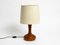 Lámpara de mesa minimalista de teca con pantalla de tela de seda salvaje original de Domus, años 80, Imagen 1