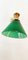 Antike Wandlampe aus Messing mit Dekoration und grünem Glas 7