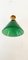 Antike Wandlampe aus Messing mit Dekoration und grünem Glas 15