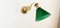 Antique Brass Wall Light with Decoration and Green Glass, Image 4