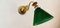 Antike Wandlampe aus Messing mit Dekoration und grünem Glas 17