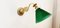Antique Brass Wall Light with Decoration and Green Glass, Image 1