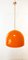 Orange Dome Deckenlampe mit Messingstab 9