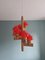 Scandinavian Chandelier in Pine and Red Opaline by Aneta, 1960 19