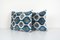 Ethnic Decorative Muted Blue Dot Velvet Ikat Lumbar Cushion Covers, Set of 2 2