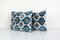 Ethnic Decorative Muted Blue Dot Velvet Ikat Lumbar Cushion Covers, Set of 2, Image 2