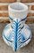 Vaso Mid-Century in ceramica bianca e blu, anni '70, Immagine 10