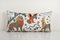 Funda de cojín Suzani hecha a mano con motivos de ciervos, leones, pájaros y serpientes, Imagen 1