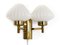 Swedish Double Wall Light in Brass and Glass, 1960s 3