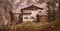 H Roegner, Mountain Hut with Alpine Panorama, 1946, Large Oil on Canvas, Framed, Image 4