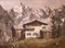H Roegner, Mountain Hut with Alpine Panorama, 1946, Large Oil on Canvas, Framed, Image 1