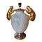 Vergoldete Mid-Century Porzellan Tischlampe von Antica Athena, Italien 1