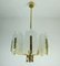 Mid-Century Hanging Lamp in Brass and Glass, 1970s, Image 1