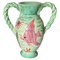 Large Pink and Green Painted Ceramic Vase from Vallauris, France, 1970, Image 1