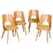 Mid-Century Czech Brown and Yellow Beech Chairs by Oswald Haerdtl, 1950s, Set of 4 1