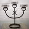 Vintage Swedish Iron 3-Arm Candelabra with Glass Inserts, 1970s 5