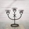 Vintage Swedish Iron 3-Arm Candelabra with Glass Inserts, 1970s, Image 3