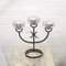 Vintage Swedish Iron 3-Arm Candelabra with Glass Inserts, 1970s 1