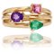 18 Karat Modern Amethyst, Emerald Tourmaline Yellow Gold Ring 1