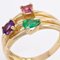 18 Karat Modern Amethyst, Emerald Tourmaline Yellow Gold Ring 7