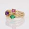 18 Karat Modern Amethyst, Emerald Tourmaline Yellow Gold Ring 6