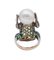 Anello a forma di rana con smeraldi, zaffiri gialli, perla, oro rosa e argento, Immagine 4