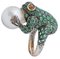 Emeralds, Yellow Sapphires, Pearl, Rose Gold & Silver Frog Shape Ring 3